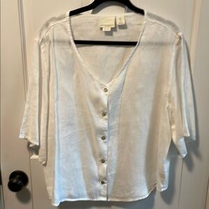 Cynthia Rowley Women's White Linen Button-Up Top